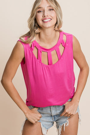 Hard To Leave Cutout Sleeveless Top