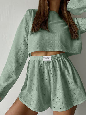 Perfectly Paired Eyelet Top and Shorts Set