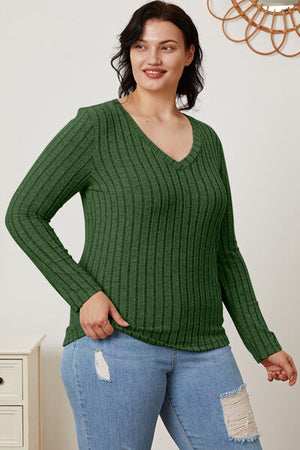 Just Right Ribbed V-Neck Top