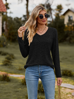 It's Not Over Ribbed V-Neck Top