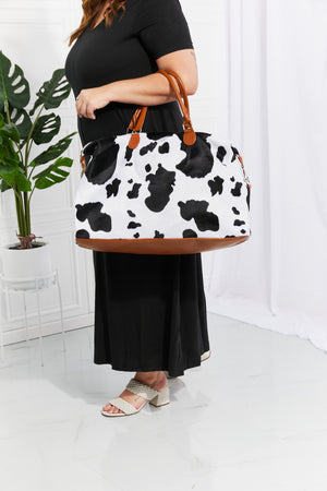 Cow Print Plush Weekender Bag