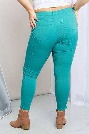 Kate Hyper-Stretch Mid-Rise Skinny Jeans-Sea Green