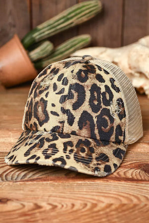 Distressed Leopard Baseball Cap