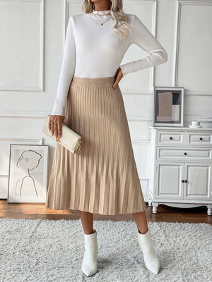 Pleat Perfection Midi Sweater Skirt