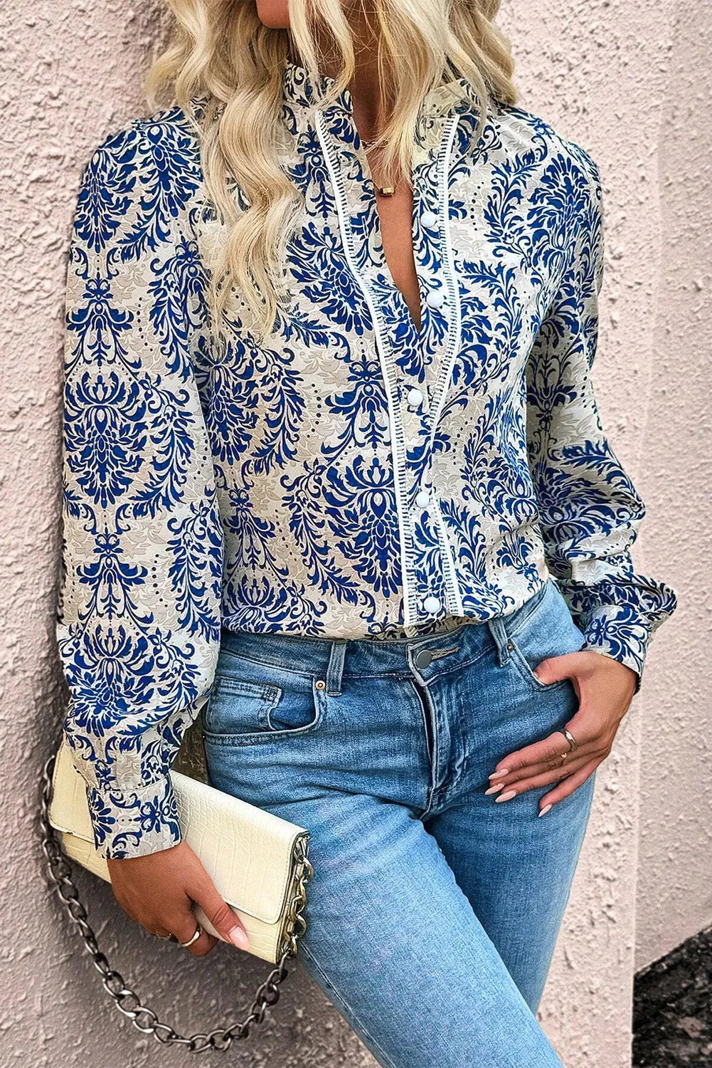 Go With Me Mock Neck Button Up Top