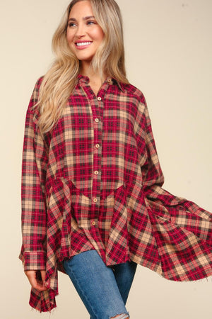 Cinnamon Stick Plaid Sharkbite Shirt