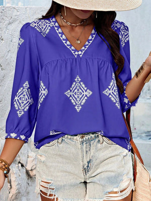 Raise Your Standards V-Neck Printed Blouse