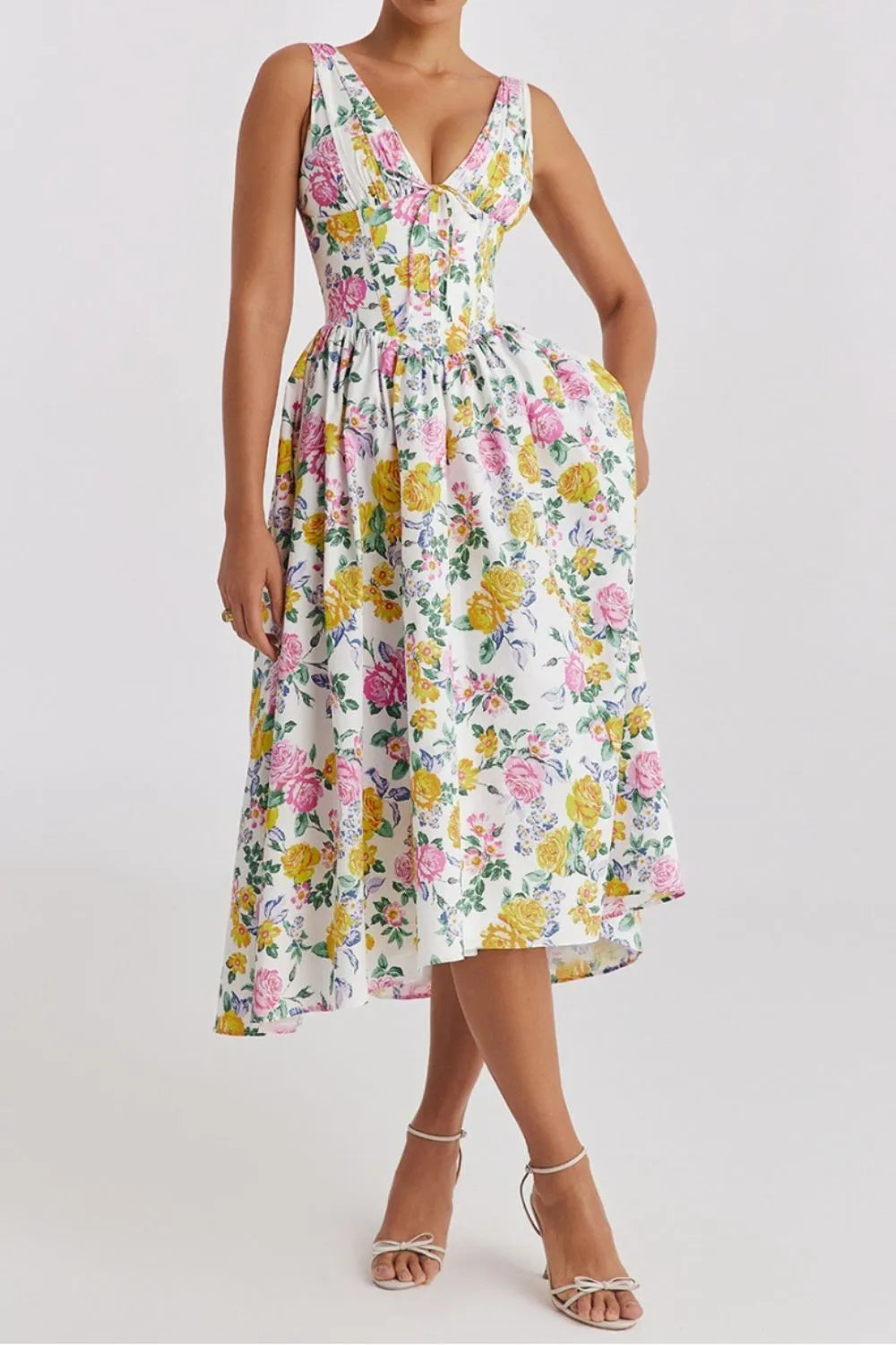 raquel floral midi dress Raquel Patchwork Floral Print Midi Dress Black | Day Dresses
