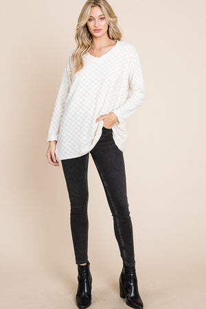 Best Bet Checkered V-Neck Top