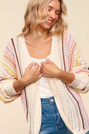 Always Us Striped Crochet Cardigan