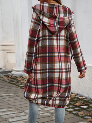 Playful In Plaid Zip Up Hooded Jacket