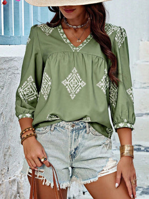 Raise Your Standards V-Neck Printed Blouse