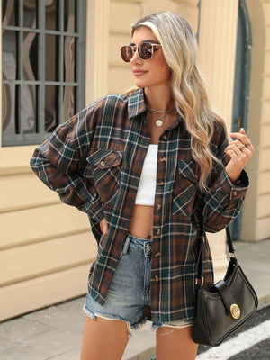 Breaking Plaid Pocketed Plaid Shirt