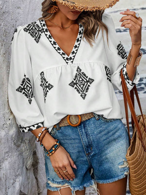 Raise Your Standards V-Neck Printed Blouse