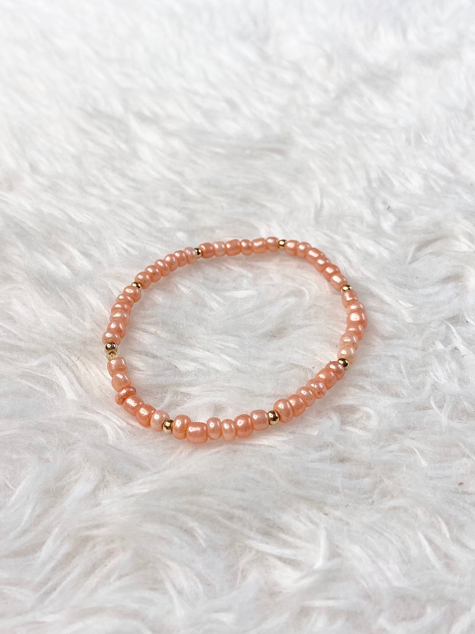 Peachy Pearlized Shell Bracelet