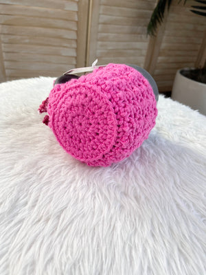Rosy Cottagecore Crochet Mug Cozy with Bow