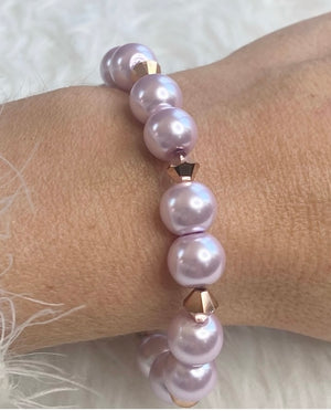 Lilac Pearl & Swarovski Crystal Bracelet