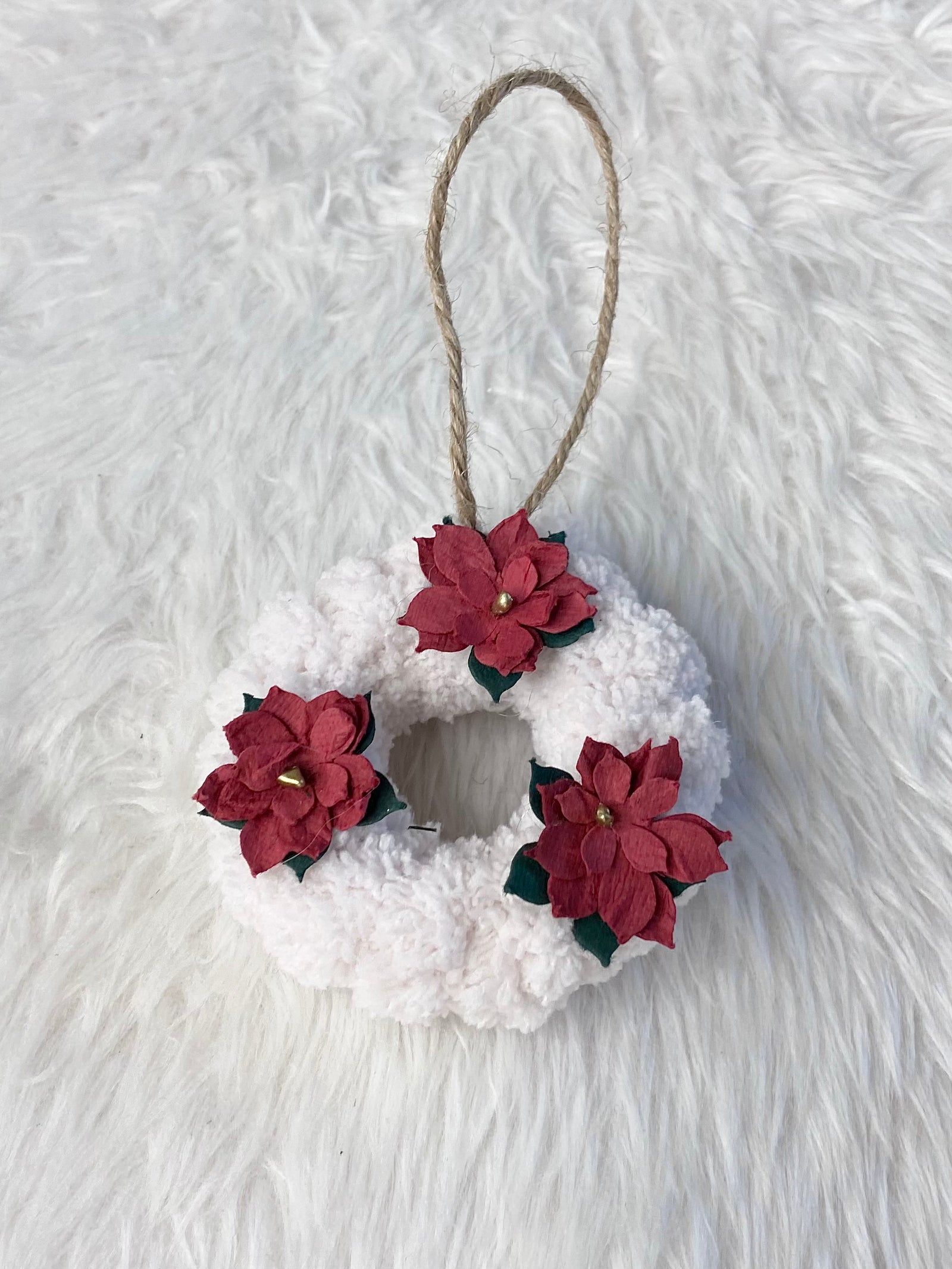 Cozy Poinsettia Wreath Ornament