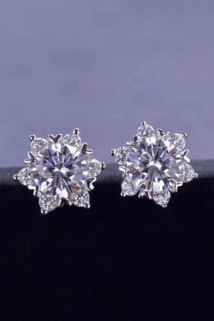 2 Carat Moissanite Snowflake Stud Earrings