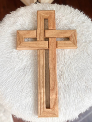 Heirloom Oak Celtic Knot Cross Wall Hanging –Handcrafted Solid Wood 8” x 13 5/8”