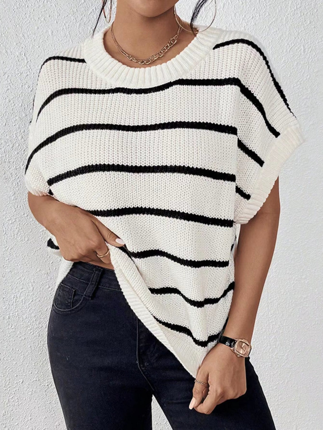 Sights To See Short Sleeve Knit Top