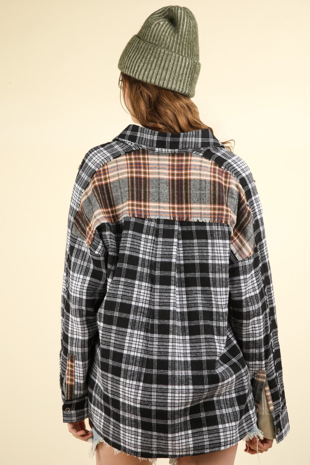 Crisp Air Contrast Plaid Raw Detail Shirt