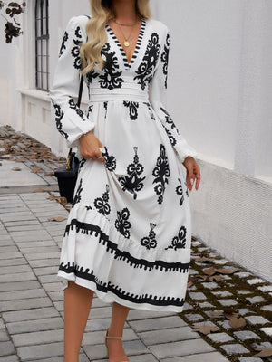 Sights To See Printed Plunge Dress