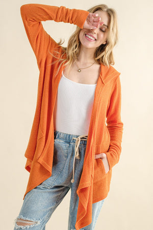 Autumn Ember Hooded Cardigan with Pockets