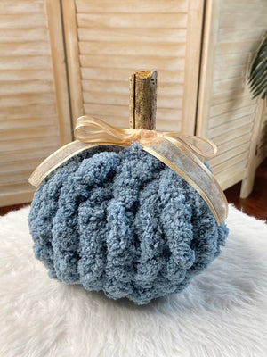 Autumn Harvest Knit Pumpkin-dusty blue