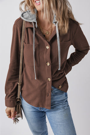 Trendy Traveler Corduroy Hooded Shacket