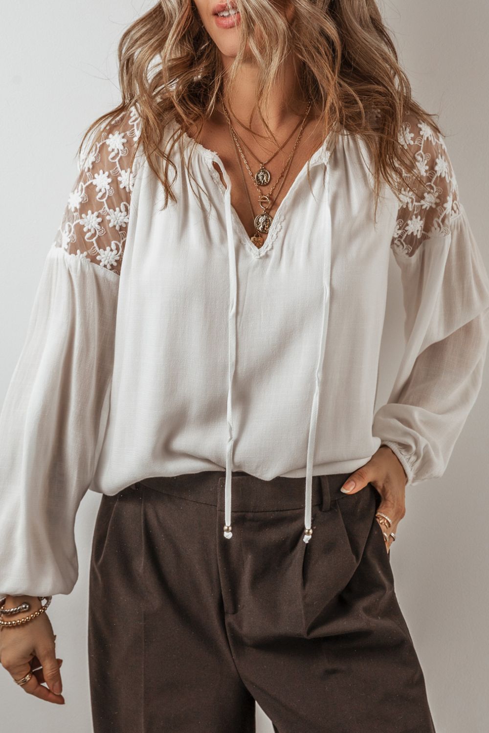 Think On It Lace Detail Blouse