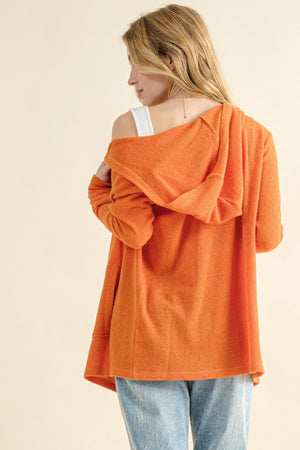 Autumn Ember Hooded Cardigan with Pockets