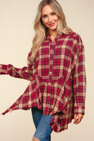 Cinnamon Stick Plaid Sharkbite Shirt