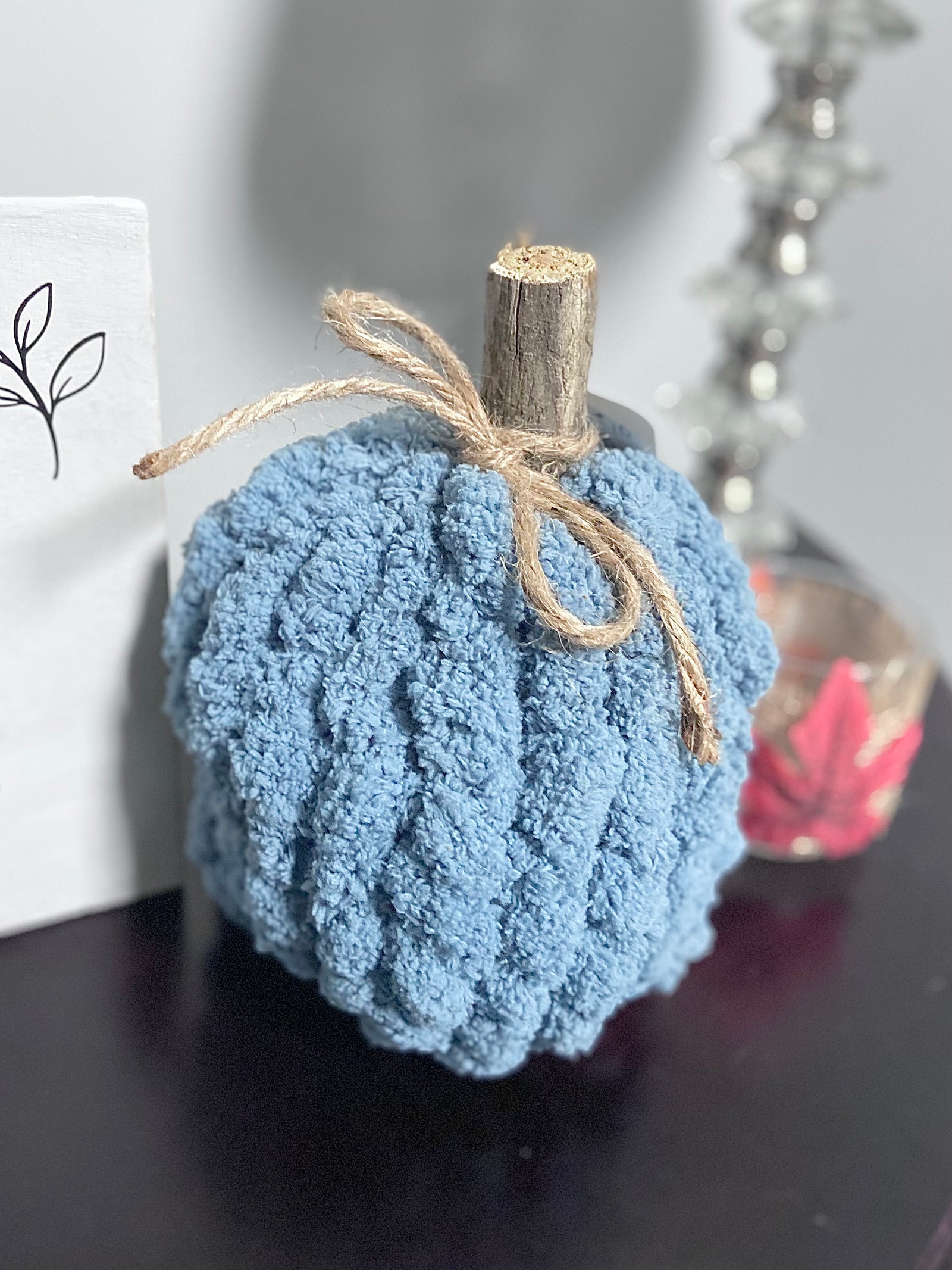 Autumn Hearth Knit Pumpkin-dusty blue