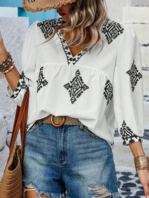 Raise Your Standards V-Neck Printed Blouse