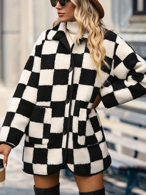 Bold And Beautiful Checkered Button Coat