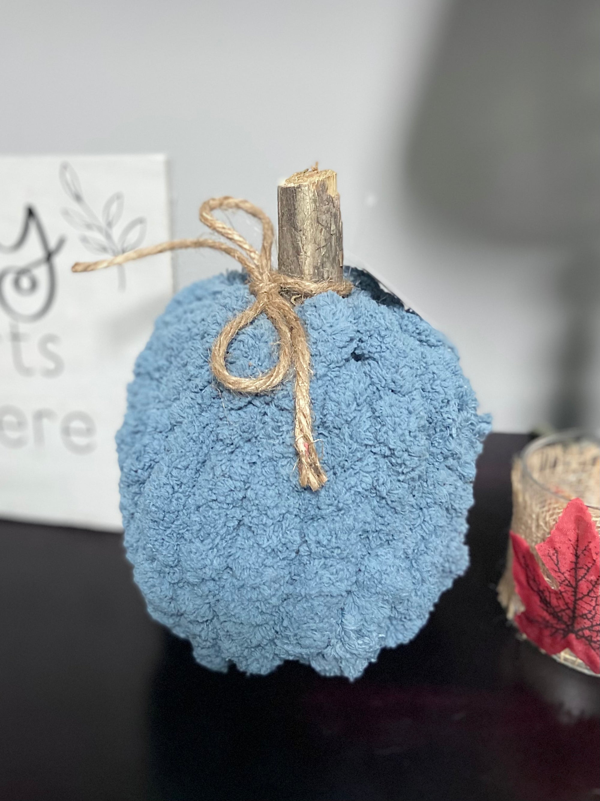 Autumn Hearth Knit Pumpkin-dusty blue