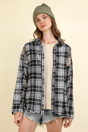 Crisp Air Contrast Plaid Raw Detail Shirt