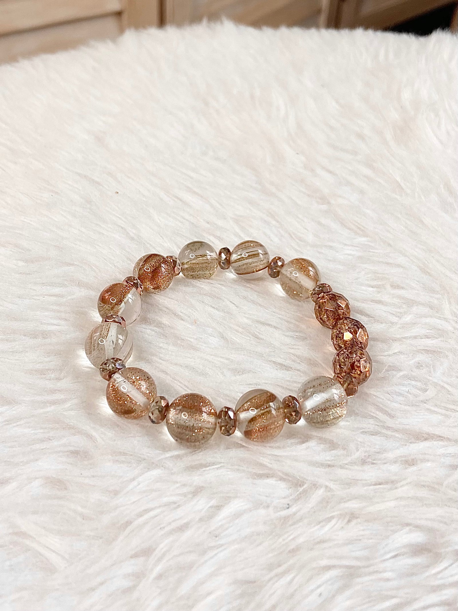 Golden Glow Glass Bead Bracelet