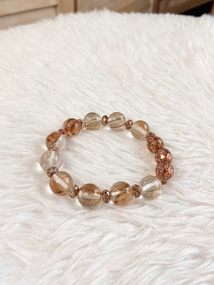 Golden Glow Glass Bead Bracelet