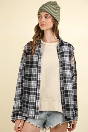 Crisp Air Contrast Plaid Raw Detail Shirt