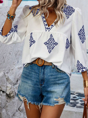 Raise Your Standards V-Neck Printed Blouse