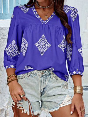 Raise Your Standards V-Neck Printed Blouse