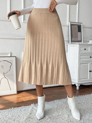 Pleat Perfection Midi Sweater Skirt