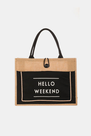 Sac fourre-tout en toile de jute Fame Hello Weekend