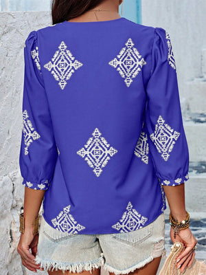 Raise Your Standards V-Neck Printed Blouse