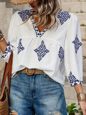 Raise Your Standards V-Neck Printed Blouse