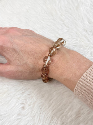 Golden Glow Glass Bead Bracelet