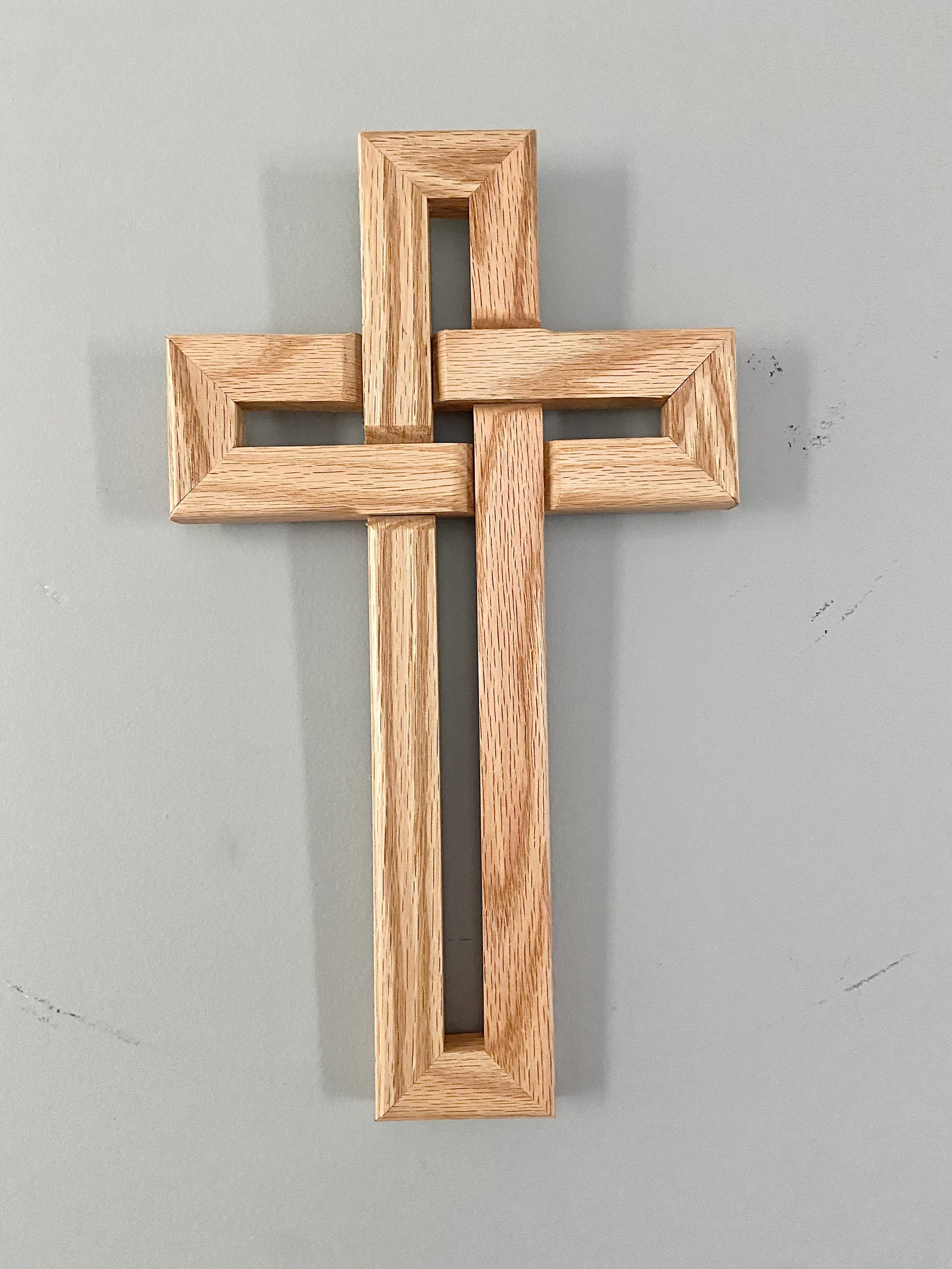 Heirloom Oak Celtic Knot Cross Wall Hanging –Handcrafted Solid Wood 8” x 13 5/8”