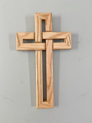 Heirloom Oak Celtic Knot Cross Wall Hanging –Handcrafted Solid Wood 8” x 13 5/8”